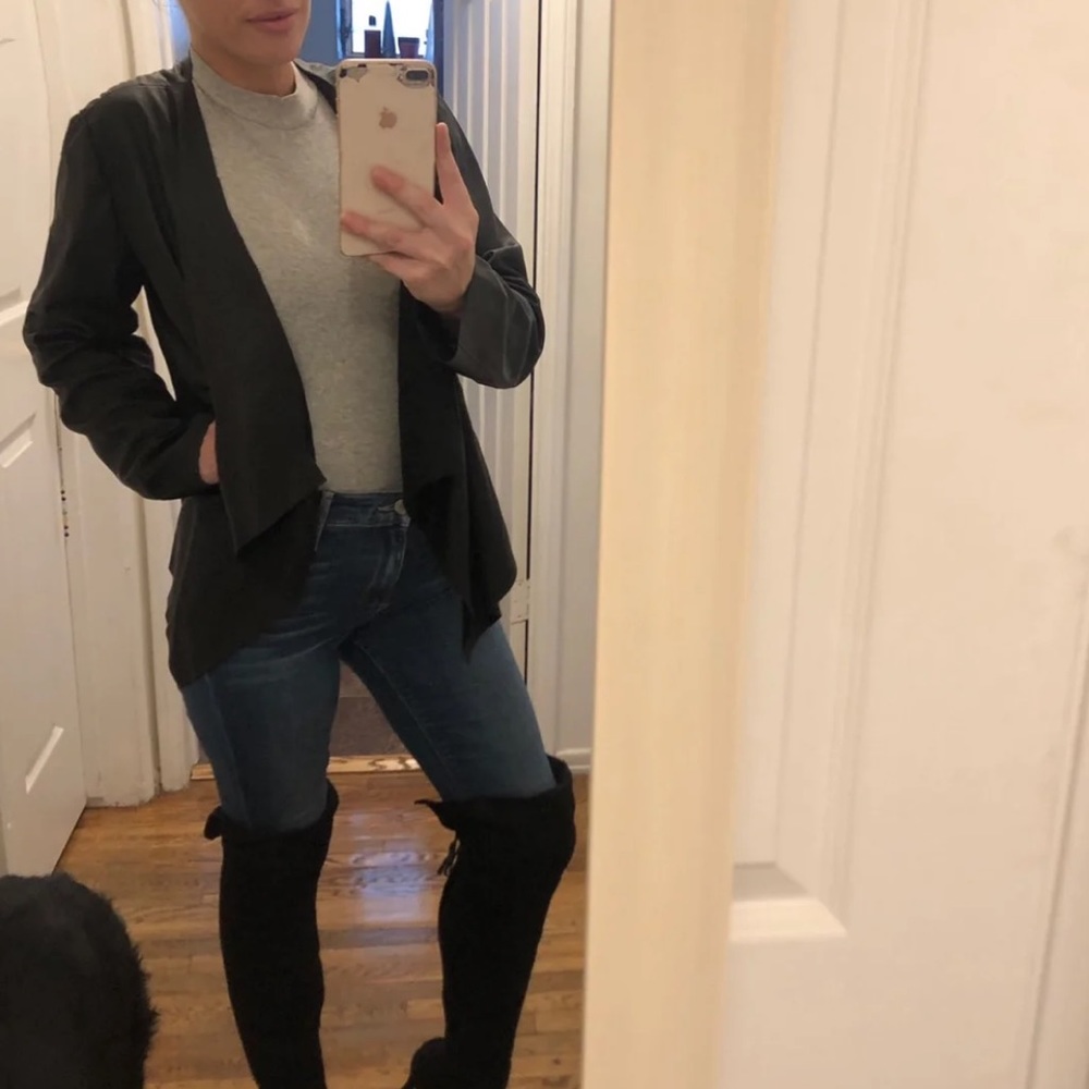 Black Zara faux leather blazer jacket suede